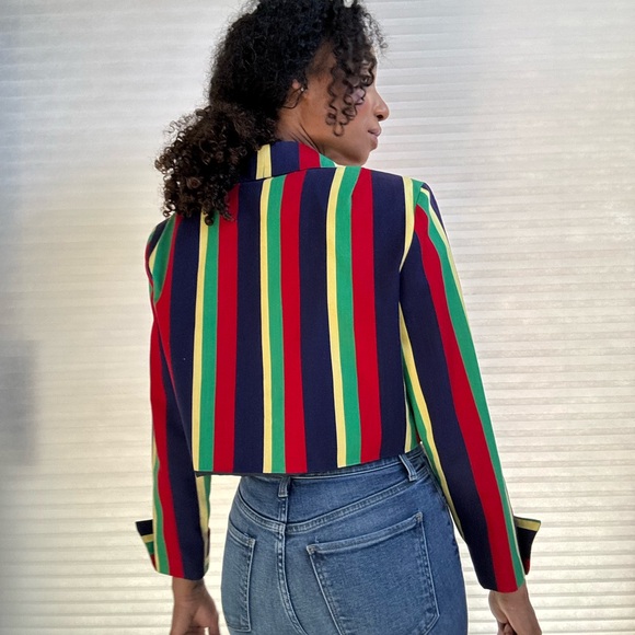 California designs  by Dorothy Samuel Vintage Striped Multicolor Cropped Jacket - Picture 6 of 15